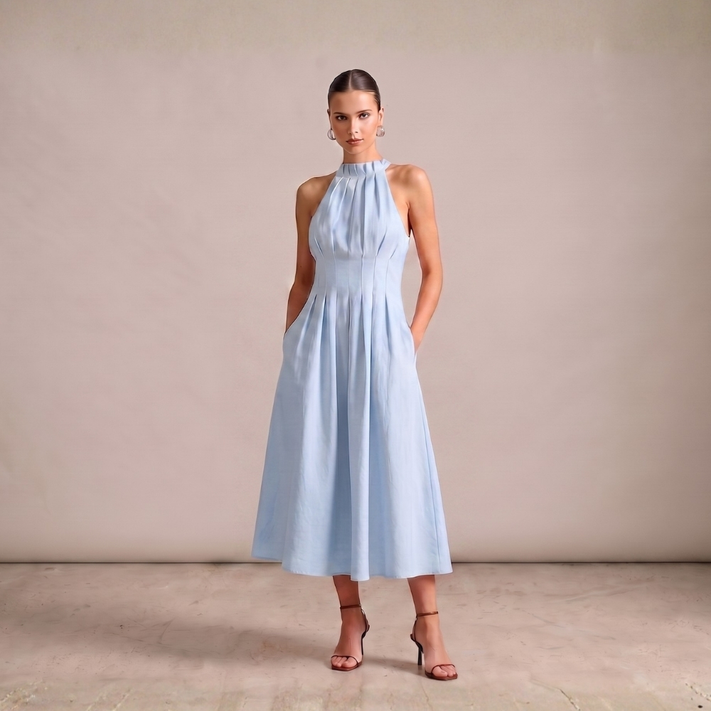 Lumia Pintuck Blue Dress